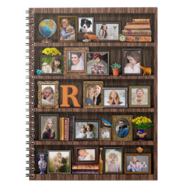 Familienfoto Collage Antique Bookcase Personalisie Notizblock