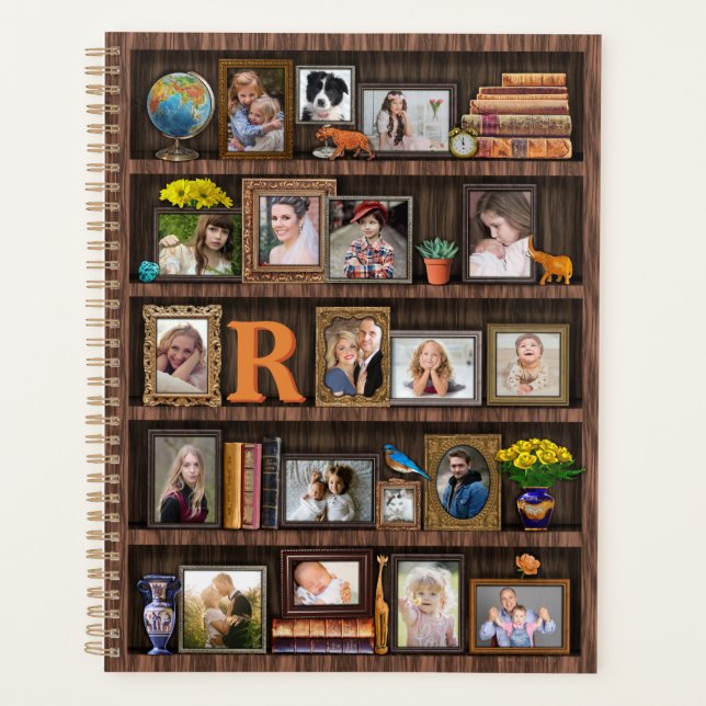 Familienfoto Collage Antique Bookcase Personalisie Planer (Vorderseite)