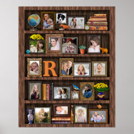 Familienfoto Collage Antique Bookcase Personalisie Poster