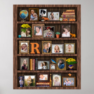 Familienfoto Collage Antique Bookcase Personalisie Poster