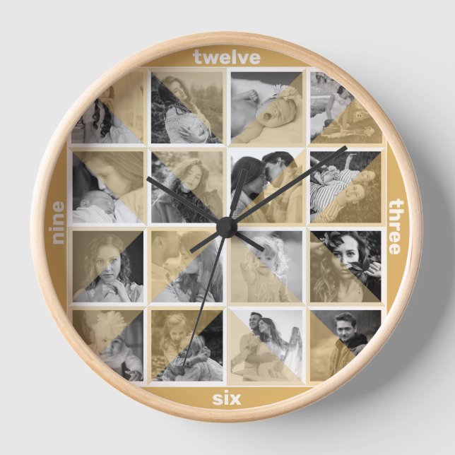 Familienfoto Collage Artistic Sepia Mod Instagram Uhr (Vorderseite)