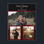 Familienfoto Collage Black Burgundy White Script Feiertagspostkarte<br><div class="desc">Familienfoto Collage Black Burgundy White Script Holiday Card. Fügen Sie Ihre eigenen Fotos und Text zu anpassen. Die Vorlage wurde für Sie Set,  um diese einfachen Änderungen zu machen.</div>