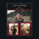 Familienfoto Collage Black Burgundy White Script Feiertagspostkarte<br><div class="desc">Familienfoto Collage Black Burgundy White Script Holiday Card. Fügen Sie Ihre eigenen Fotos und Text zu anpassen. Die Vorlage wurde für Sie Set,  um diese einfachen Änderungen zu machen.</div>