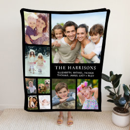 Familienfoto Collage Black Fleecedecke