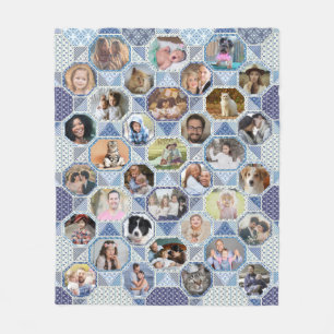 Familienfoto Collage Blue Quilt Look 35 Bilder lei Fleecedecke