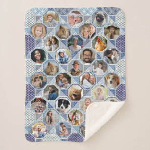 Familienfoto Collage Blue Quilt Look 35 Bilder LG  Sherpadecke