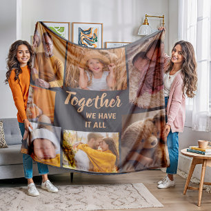 Familienfoto-Collage Braun Zusammen Haben Wir Alle Fleecedecke