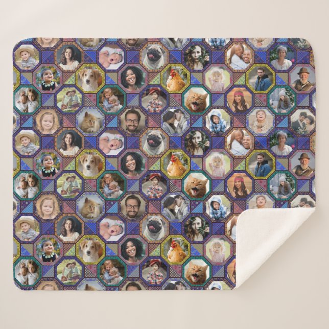 Familienfoto Collage Dark Quilt Look 28 Bilder Sherpadecke (Vorderseite (Horizontal))