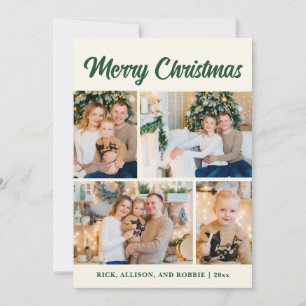 Familienfoto Collage Frohe Weihnachts Grün Feiertagskarte