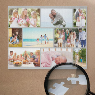 Familienfoto-Collage Graue Mauerwerksgitter indivi Puzzle