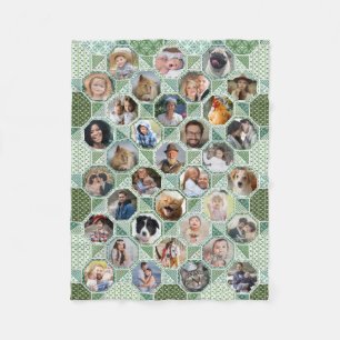 Familienfoto Collage Green Quilt Look 35 Pic Lg Sm Fleecedecke