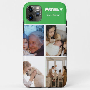 Familienfoto-Collage GRÜN 4 Bilder Case-Mate iPhone Hülle