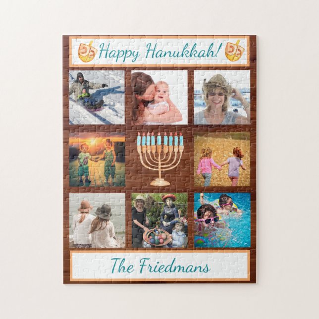 Familienfoto Collage Hanukkah Geschenk Keepake Puzzle (Vertikal)
