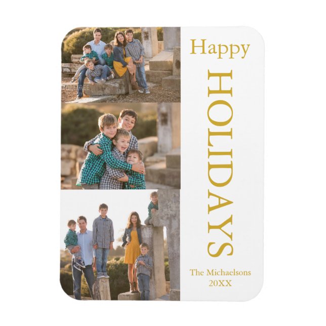 Familienfoto Collage Happy Holidays Magnet (Vertikal)