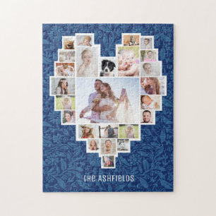 Familienfoto Collage Heart Blue Floral 25 Bilder N Puzzle
