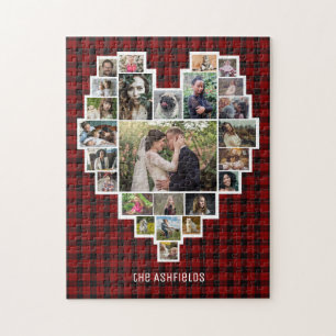 Familienfoto Collage Heart Red Kariert 25 Bild Nam Puzzle
