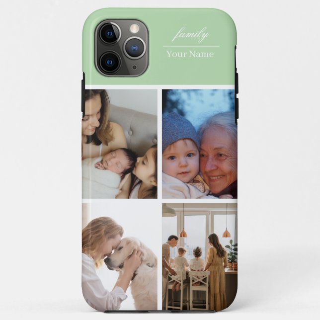 Familienfoto-Collage hellgrün 4 Bilder Case-Mate iPhone Hülle (Rückseite)