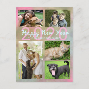 Familienfoto Collage Holiday Postkarte mit Jahr