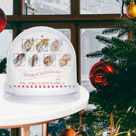 Familienfoto Collage Keepake Frohe Weihnachten Schneekugeln