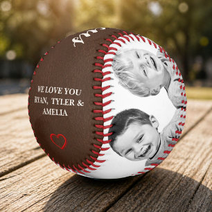 Familienfoto-Collage Leder Vatertag Baseball