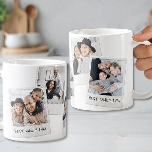 Familienfoto-Collage mit individuellem Text und 5 Kaffeetasse