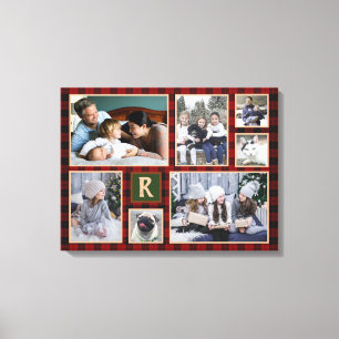 Familienfoto Collage Mit Monogramm Red Buffalo Kar Leinwanddruck