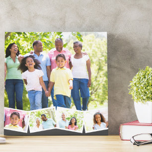 Familienfoto-Collage mit Zickzack-Fotostreifen - G Leinwanddruck