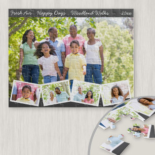 Familienfoto-Collage mit Zickzack-Fotostreifen Puzzle
