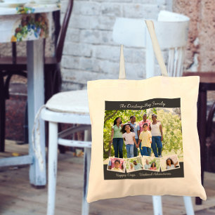 Familienfoto-Collage mit Zickzack-Fotostreifen Tragetasche