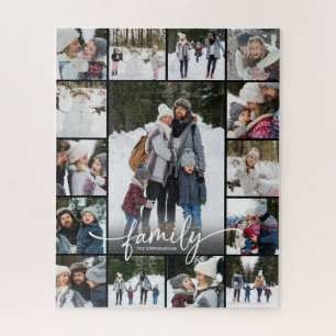 Familienfoto-Collage Moderne Schrift 15 Fotos Puzzle