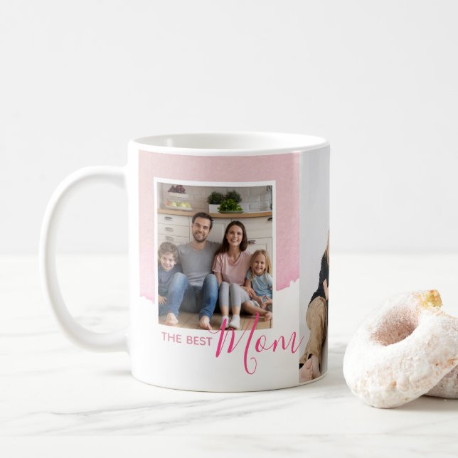 Familienfoto-Collage Muttertag der Wasserfarben Kaffeetasse (Mit Donut)