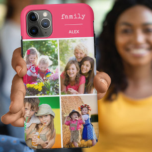 Familienfoto-Collage Pink 4 Bilder Case-Mate iPhone Hülle