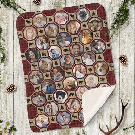 Familienfoto Collage Red Buffalo Kariert Quilt LG Sherpadecke