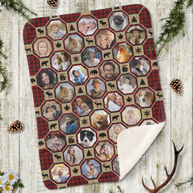 Familienfoto Collage Red Buffalo Kariert Quilt LG  Sherpadecke (Von Creator hochgeladen)