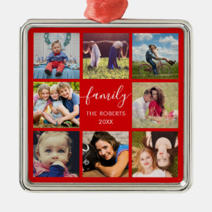 Familienfoto Collage Red Custom Keramik Ornament