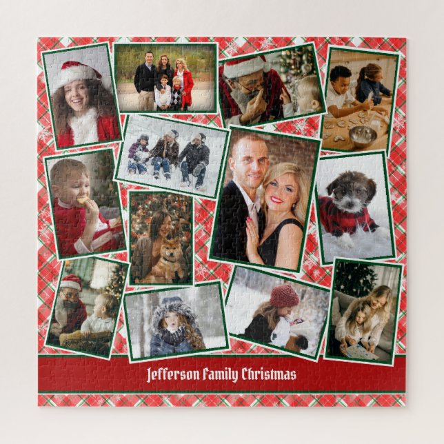 Familienfoto Collage Red Green Weihnachten Puzzle (Vertikal)