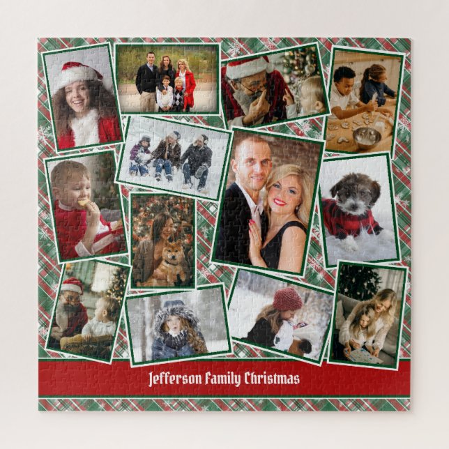 Familienfoto Collage Red Green Weihnachten Puzzle (Vertikal)