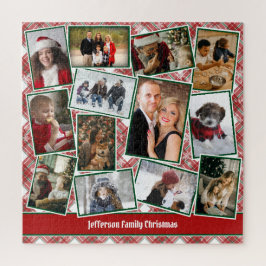 Familienfoto Collage Red Green Weihnachten Puzzle