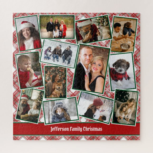 Familienfoto Collage Red Green Weihnachten Puzzle (Vertikal)