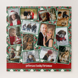 Familienfoto Collage Red Green Weihnachten Puzzle