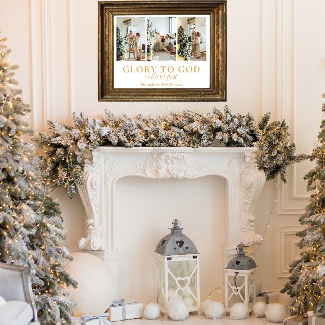Familienfoto Collage Religiöse Weihnachtsgeschenke Poster (Family photo collage with Bible verse makes a great religious Christmas gift or decoration)