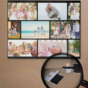 Familienfoto-Collage Schwarzes Mauerwerk-Grid Benu Puzzle