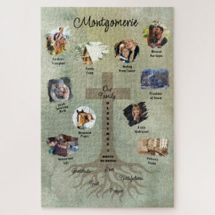 Familienfoto-Collage-Segnungen Glaube Wurzeln Puzzle