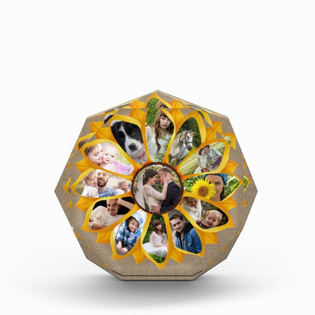 Familienfoto Collage Sonnenblumen Burlap 13 Pics E Fotoblock (Vorderseite)
