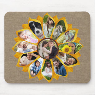 Familienfoto Collage Sonnenblumen Burlap 13 Pics E Mousepad