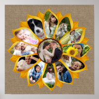 Familienfoto Collage Sonnenblumen Burlap 13 Pics E