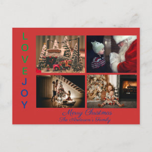 Familienfoto Collage Vier Fotos Frohe Weihnachten  Postkarte