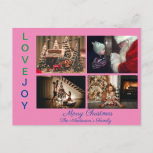 Familienfoto Collage Vier Fotos Frohe Weihnachten Postkarte