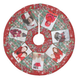 Familienfoto Collage Weihnachtsfeiertag Rot Fleece Weihnachtsbaumdecke