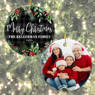 Familienfoto Doppelseitiges Weihnachten Keramik Ornament